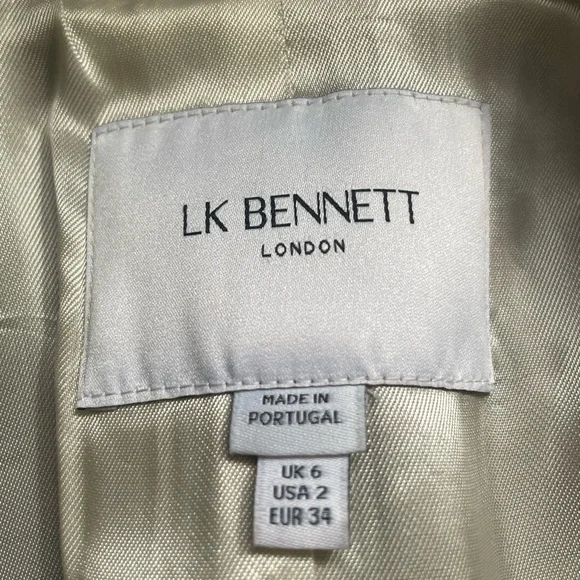 LK Bennett CT Gigi Tweed Belted Coat, Gold Buttons, US 2 - Picture 4 of 7